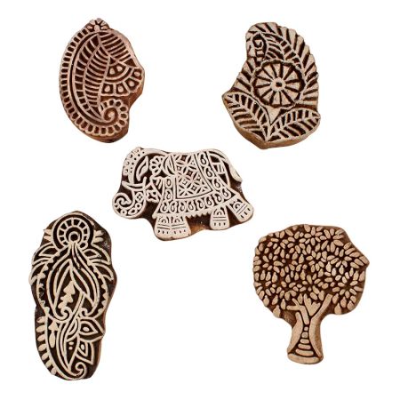 Set of 5 Piece New Mix Wooden Printing Blocks